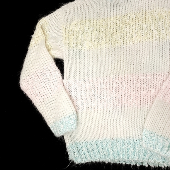 Hand Knit Grant Park Women's Small Acrylic Pastel Triangular Pattern RN# 67720 - Picture 12 of 12